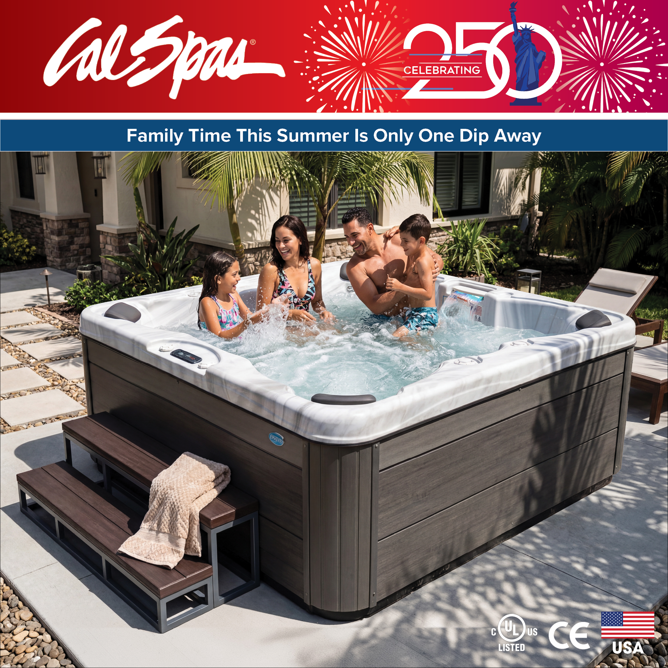 Calspas hot tub being used in a family setting - Pinellas Park